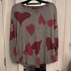 Chelsea & Theodore Valentine Gray Top with Red Heart Pattern